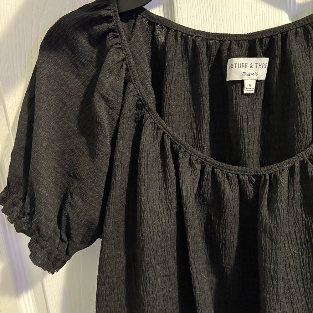 Madewell Black Puff Sleeve Top Medium